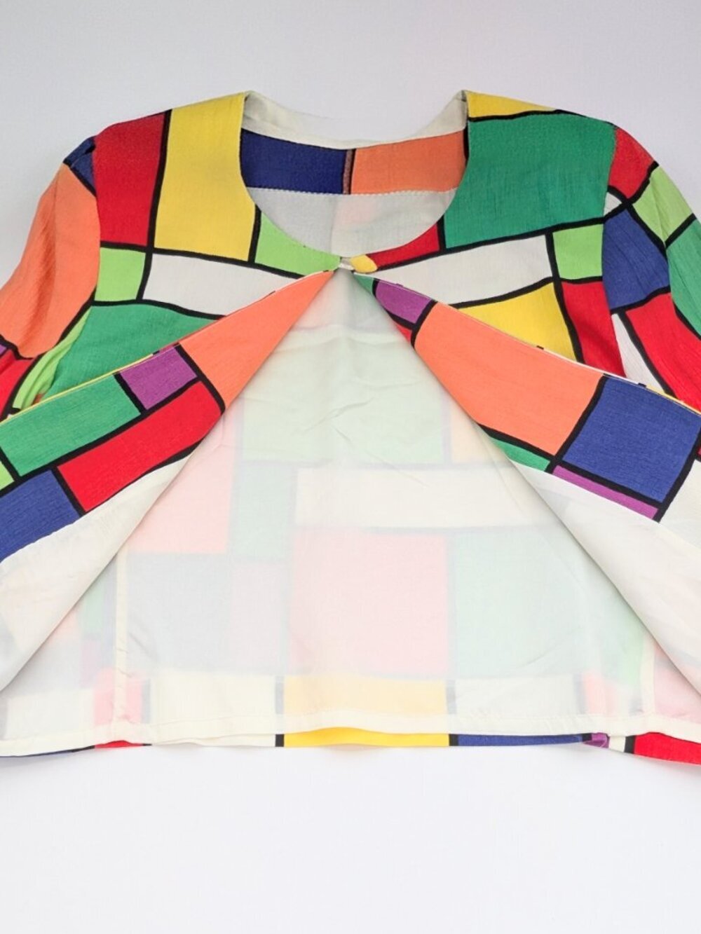 Della Spiga Women's (10/12) Bright Colorful Geometric Pattern Blazer/Jacket - Picture 7 of 14